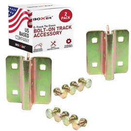 Boxer Bolt-On E-Track Fitting Accessory 2 Pack – Heavy Duty E Track Fitting Yellow Chrome Scratch Resistant – DIY Track Organizer Fitting for Vans, Trucks, Trailers, Garage