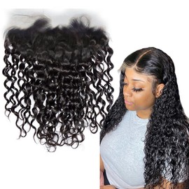 Nicewig 20inch HD Lace Frontal Closure Water Wave 13x4 Invisible SKINLIKE Lace Front Human Hair, New Upgrade Pre-Plucked Natural Hairline with Baby Hair Natural Wavy Curly