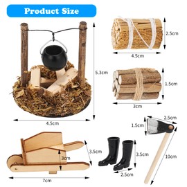 6 Pieces Miniature Garden Accessories, 1/12 Miniature Garden Accessories, for Miniature Dollhouse Garden Tool Dollhouses, Miniature Landscapes, Mini Gardens Decorating C