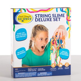 Steve Spangler Science String Slime Deluxe Kit, Includes Pink, Blue, Yellow & Clear (3.4 oz. Each) – DIY Slime Science Experiment Kit for Kids, Learn/Teach Science of Polymers, Exciting STEM Activity