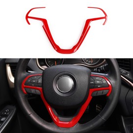 JeCar - Juego de molduras de volante para decoración interior para Jeep Grand Cherokee y Jeep Cherokee 2014-2020, color rojo