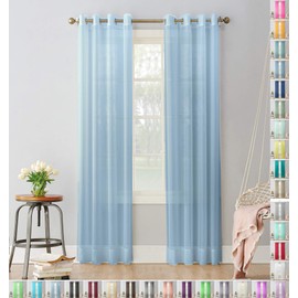 Megachest pair of sheer voile RING top (baby blue, 56" wideX72 drop(W142cmXH183cm))