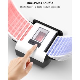 INNCNN Rechargeable Automatic Card Shuffler for 1-2 Decks - USB-C Fast Charging with Auto Shuffle & Manual Control, 65dB Quiet Fits Poker, UNO, Long Cards, Blackjack and More - White