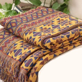 VANJOROY Boho Sofa Throw Blanket Cover with Tassel, 100% Handwoven Cotton Southwestern Aztec Bohemian Throw Blanket for Bed Couch Chair Outdoor and Gift. 51″×71″