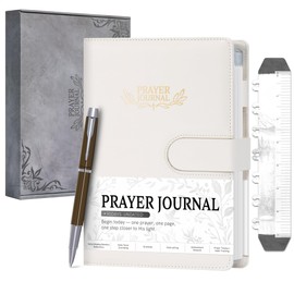 Ospelelf Faux Leather Christian Bible Study Journal for Women, Daily Inspirational Planner Notebook, Mental Health Journal Stress Relief, Undated 3 Month, Beige