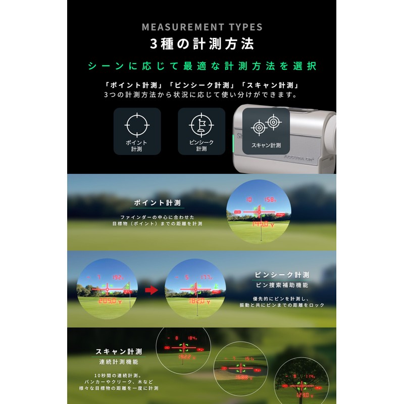 Shot Navi Golf Laser Rangefinder, ACCURA-GR PLUS 3 Point Distance
