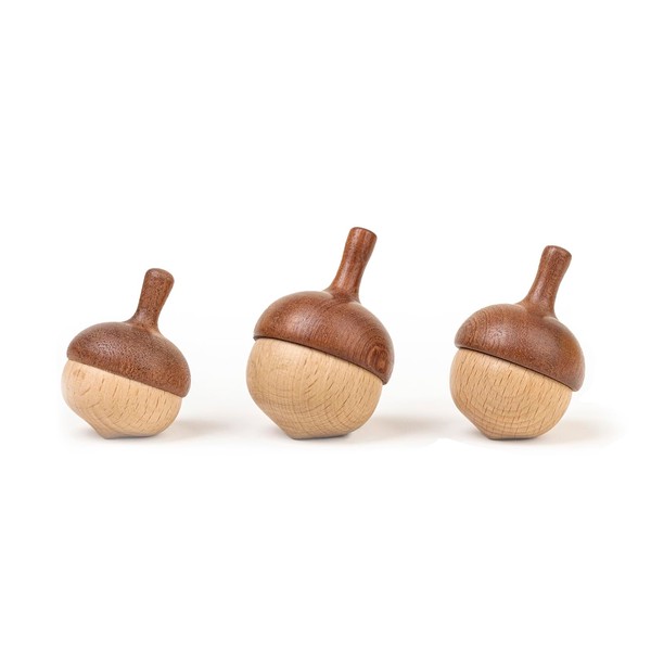 DadCarved Spinning Top Toys | 3 Pcs Handcrafted Wooden Top
