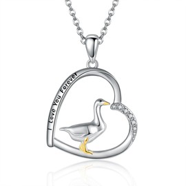 MONGAS Goose Necklace Sterling Silver Goose Pendant Goose Jewelry Gifts for Women