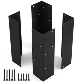 Homaisson 4 PCS Raised Garden Bed Corner Brackets, 11 x 3 x 3 Inches or 20-24 in Bed - Matte Black Finish, Rustproof Steel, Matching Screws - Complete with 2 Wire Frog Plant Ties