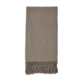 Mud Pie Macrame Throw Blanket, Gray, 50" x 60"