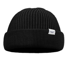Clakllie Daily Beanie Hat for Men Women Roll-up Edge Knitted Cap Warm Watch Docker Hat Unisex Harbour Hat,Black
