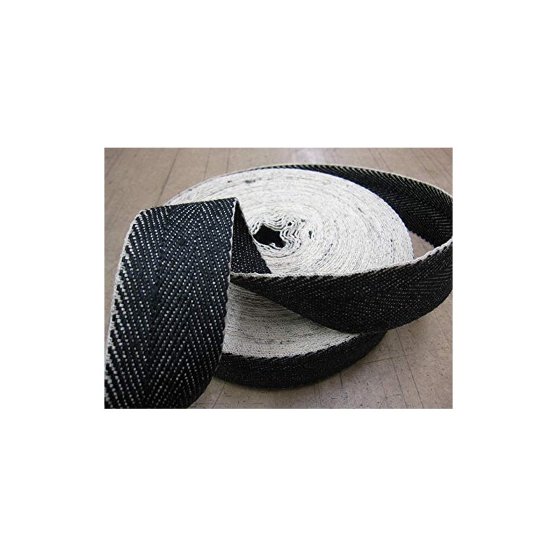 Herringbone Webbing (Black and White). 10m roll by J A