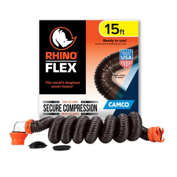 Camco Camco RhinoFLEX 15-Ft Camper/RV Sewer Hose Kit - Features
