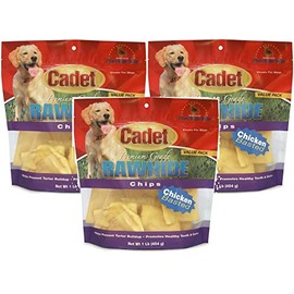 Cadet 3 Pack of Premium Grade Rawhide Chips, 1 Pound each, Chicken Basted