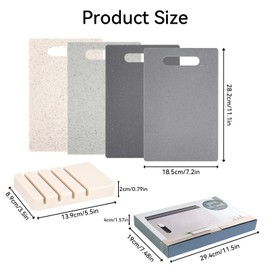 COZYFEELING 4Psc Kitchen Chopping Boards with Non-Slip Storage Base,Cutting Board Setkitchen Chopping Board,Chopping Board Plastic,Dishwasher Safe and Bpa,Freesuitable for Meat Fruit Vegetable Bread