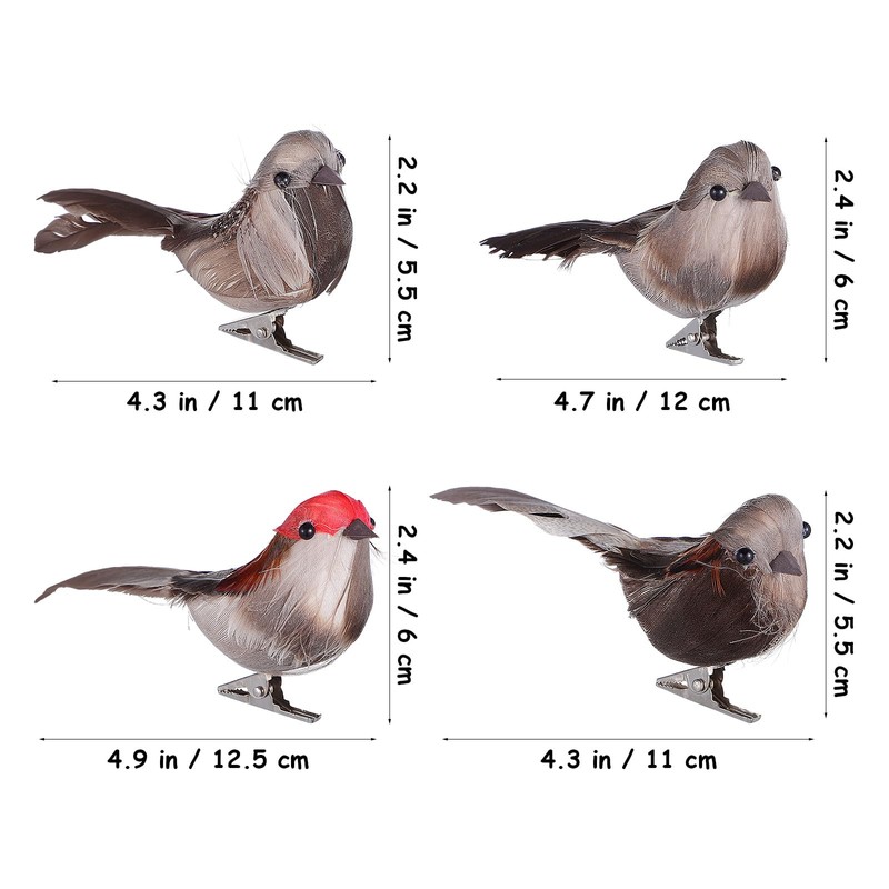 4Pcs Artificial Birds Vivid Looking Real Bird Photo Props with
