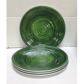 Frontgate SET/4 Frontgate Alfresco Melamine Dinnerware 10.5 dinner plates patio dk green