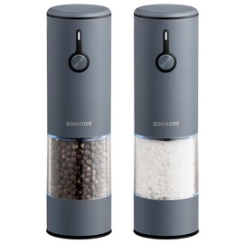 Stainless Steel Electric Salt and Pepper Grinder Set (Wedgwood Blue) - 2 Pack Rechargeable Mills with LED Light, 6 Adjustable Grind Modes & Rustproof Design - Premium Kitchen Tool with USB-C Charging