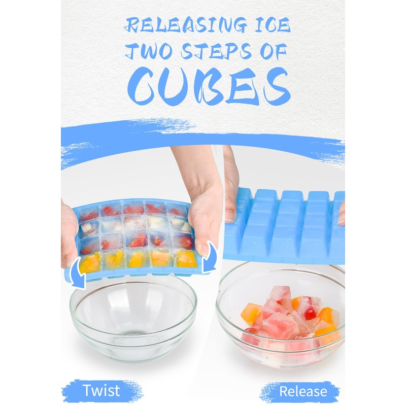 Small Ice Cube Trays for Freezer,2 Pack Ice Trays for