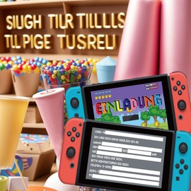 Olanstar 12 x Colourful Video Game Invitations with Envelopes for Girls and Boys Perfect for the Next Kids Birthday Party or Gaming Party