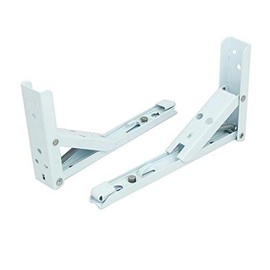 2 x Sturdy Folding Hinges Shelf Angle Folding Angle Stainless Steel Angle Foldable with High Load Capacity in Various Sizes (29.5 x 11 x 1 cm, White)