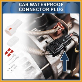 Partuto 2 Pin Car Waterproof Connector Plug, 2mm Series Male Female Wire Terminal Connector for Honda Plastic Copper White, 1 Set Replacement