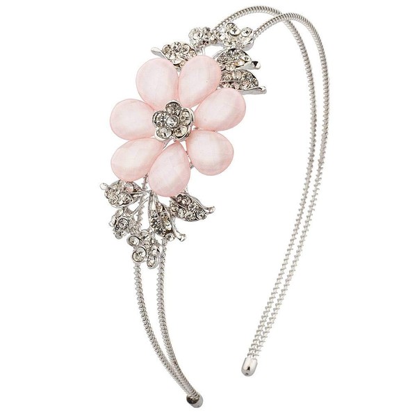 Lux Accessories Faceted Flower Crystal Pave Stretch Headband