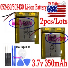 Unbranded 2pcs/Lots New 350mAh 052430 Li-ion Battery 350mAh Digi DIY MP3 GPS Watch Battery