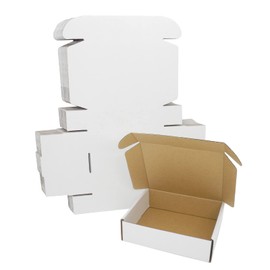 ELAZEKES 7x6x2 Shipping Boxes, Small Cardboard Box White Flat Corrugated Literature Mailer for Small Business Mailing Packaging Jewelry Craft Gift Box, 25 Pack