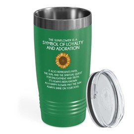 Flairy Land Daily Affirmation Green Edition Tumbler 20oz - Sunflower Adoration - Funny Gift For Reminder Coworker Friendship Graduation Birthday Encouragement Sunshine Woman