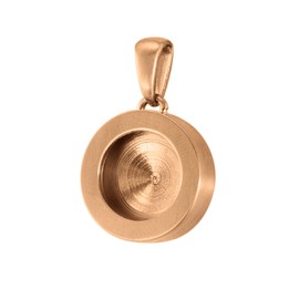 Quiges Stainless Steel Rose Gold Matt 12 mm Coin Pendant for 12 mm Mini Coins for Exchanging, Rubber