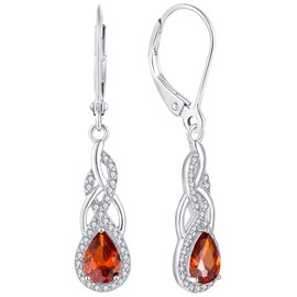 YL Infinity Knot Drop Earrings 925 Sterling Silver 12 Birthstone Cubic Zirconia Earrings for Women, Silver, Garnet