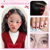 Face Stickers, 4-Piece Set, Pink/Red, Resin, Glittery Deco Parts, Ribbon,