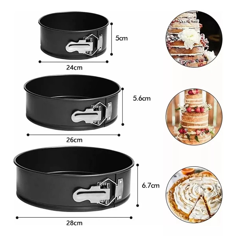 Moldes Pasteles Repostería Desmontables Para Tartas 3 Piezas