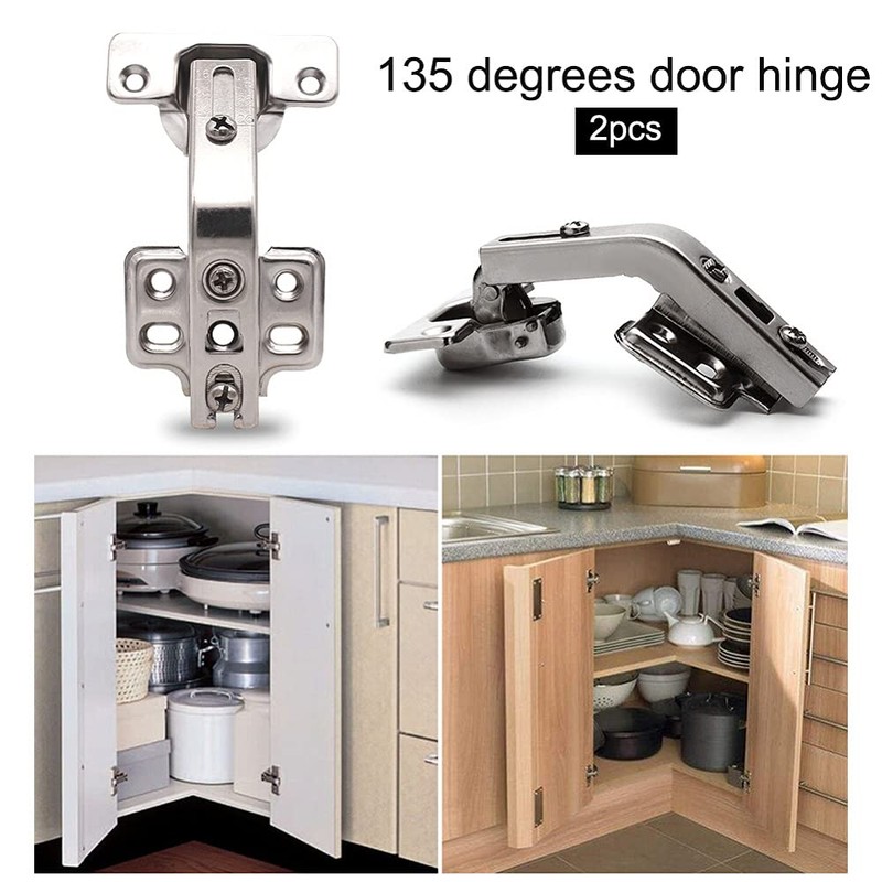 2 Pieces 135 Degree Corner Cabinet Door Hinge Kitchen Bathroom