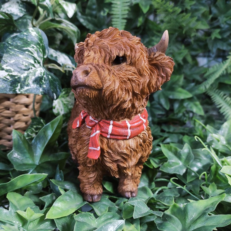 Vivid Arts - Highland Cow - Standing Ornament with Red