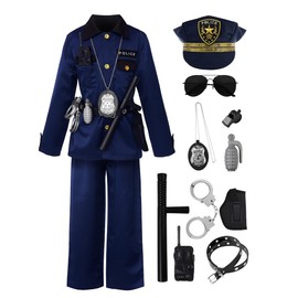 ReliBeauty Police costume for children, boys with all accessories shown in the picture, 100