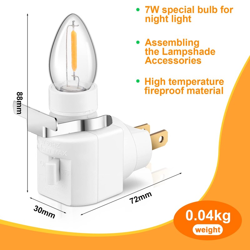 Reginary 8 Sets Night Light Bases, 360° Plug in Rotating