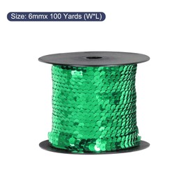 MECCANIXITY 100 Yards x 0.24 Inch Flat Sequin Strip Laser Sequins Fabric Paillette Spangle Sequins Trim for Crafts DIY Sequin Fringe Sewing Green