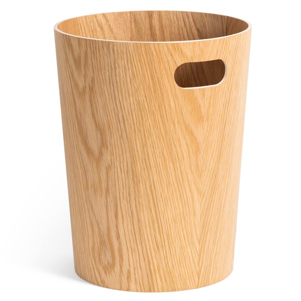 Kazai. Börje Real Wood Waste Paper Bin | Modern Wooden Bin for Office, Children's Room, Bedroom etc. | Oak