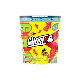 GHOST Hydration Packets, Sour Patch Kids Blue Raspberry, 12 Sticks, Electrolyte Powder - Drink Mix Supplement with Magnesium, Potassium, Calcium, Vitamin C - Vegan, Free of Soy, Sugar & Gluten