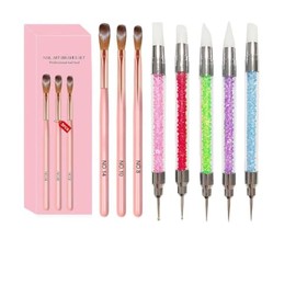 Nail Polish Brush Rosa 8 Piezas Pinceles Uas, Silicona Gel