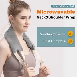 Heating Pad for Neck Shoulders and Back Microwavable Lavender Scented, Washable Cover, 1.5 lbs Microwave Warm Wrap