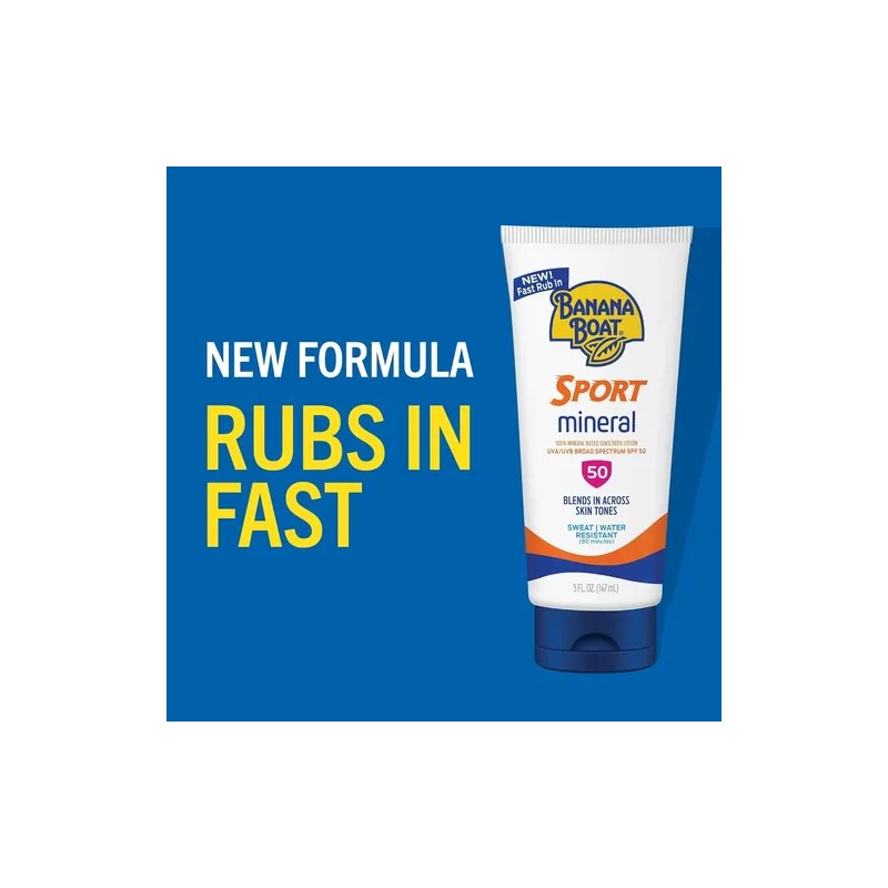 Banana Boat Sport Mineral Sunscreen Spf 50 Loción, 5 Onzas