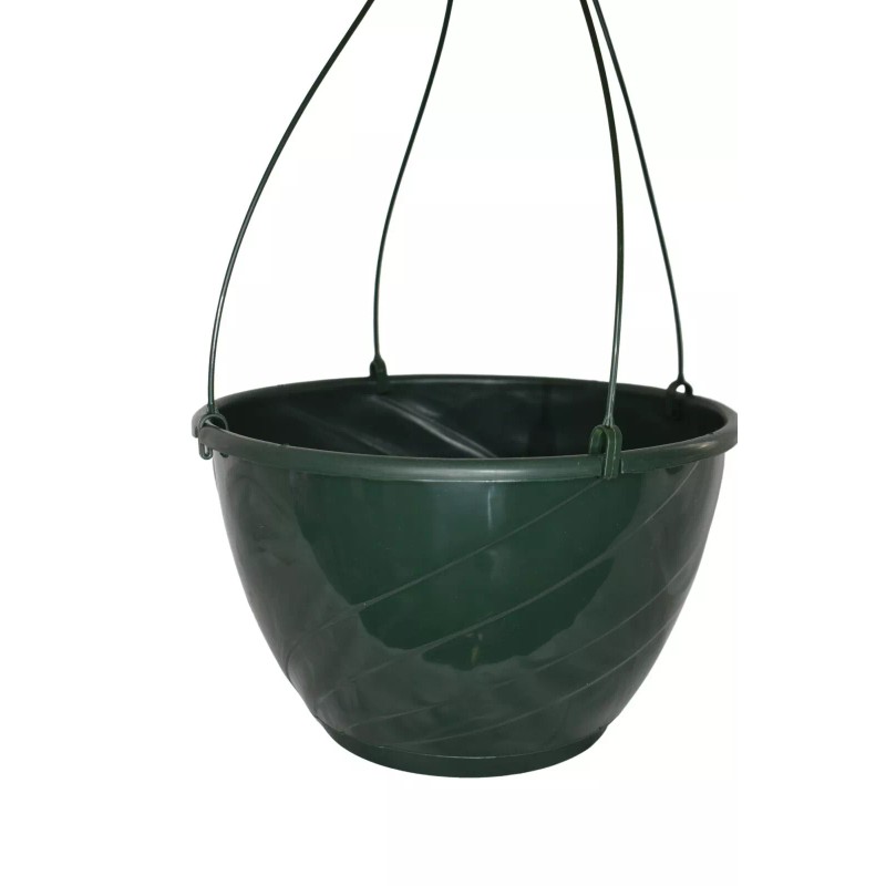 Landmark Plastics 12" GREEN Plastic Hanging Baskets {Set of 10}