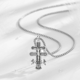 CELESTIA Caravaca Cross Necklace Women's Cross Chain Silver 925 Necklace Men's Cross Pendant Jesus Cross Chain Gifts Women Men, Sterling Silver Stainless Steel, Cubic Zirconia