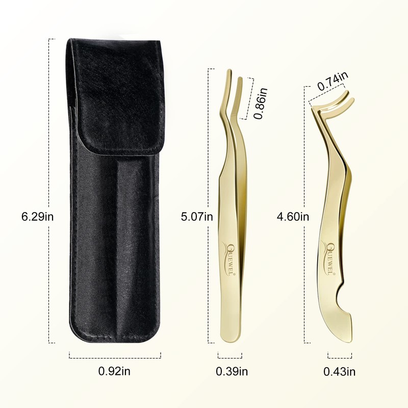 QUEWEL Lash Applicator Tool, 2 Pcs Eyelash Clusters Tweezers For