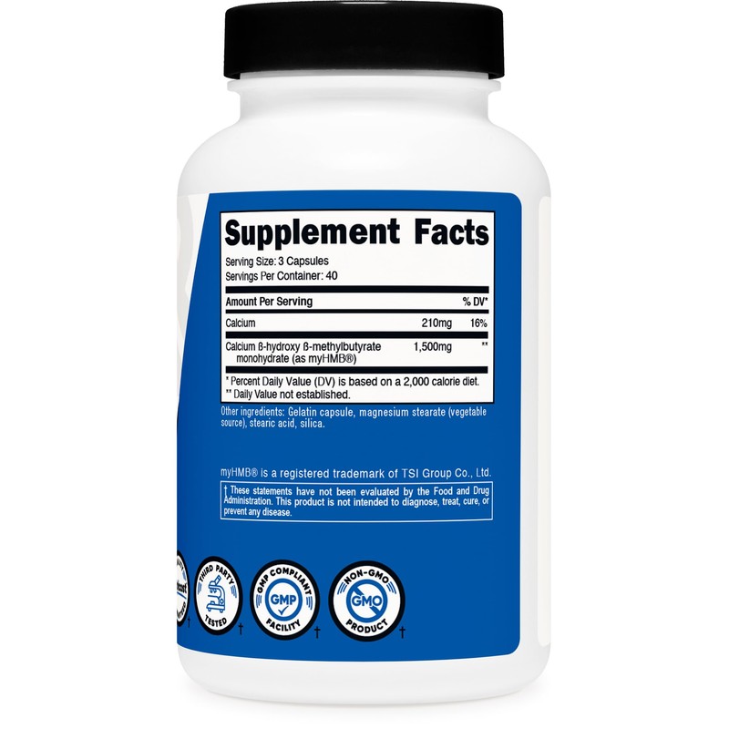 Nutricost myHMB Capsules 1,500MG Calcium HMB Per Serving, 120 Capsules,