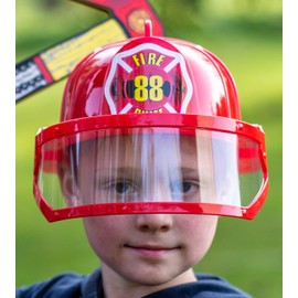 BestSaller 1411 Children's Fire Brigade Helmet with Visor, Red + Sticker Fire Chief