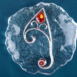 Allereya Vintage Crystal Ruby Elf Stud Earrings Elf Cartilage Earrings Drop Ruby Earrings Silver Elf Earrings Jewellery for Women and Girls